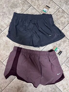2 pair XL Nike Women's Running Shorts — Black and Mauve Plum